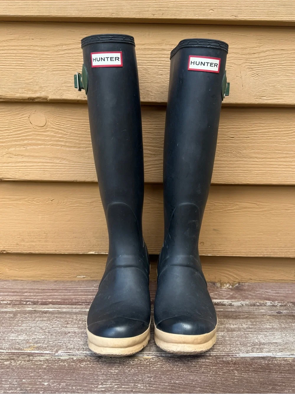 RARE Hunter Original Tall Rain Boots Black/White Women’s 6.5